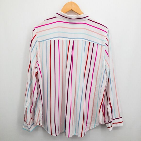Ana Button Front Blouse Double Breast Pocket Striped Size PXL - Picture 5 of 8